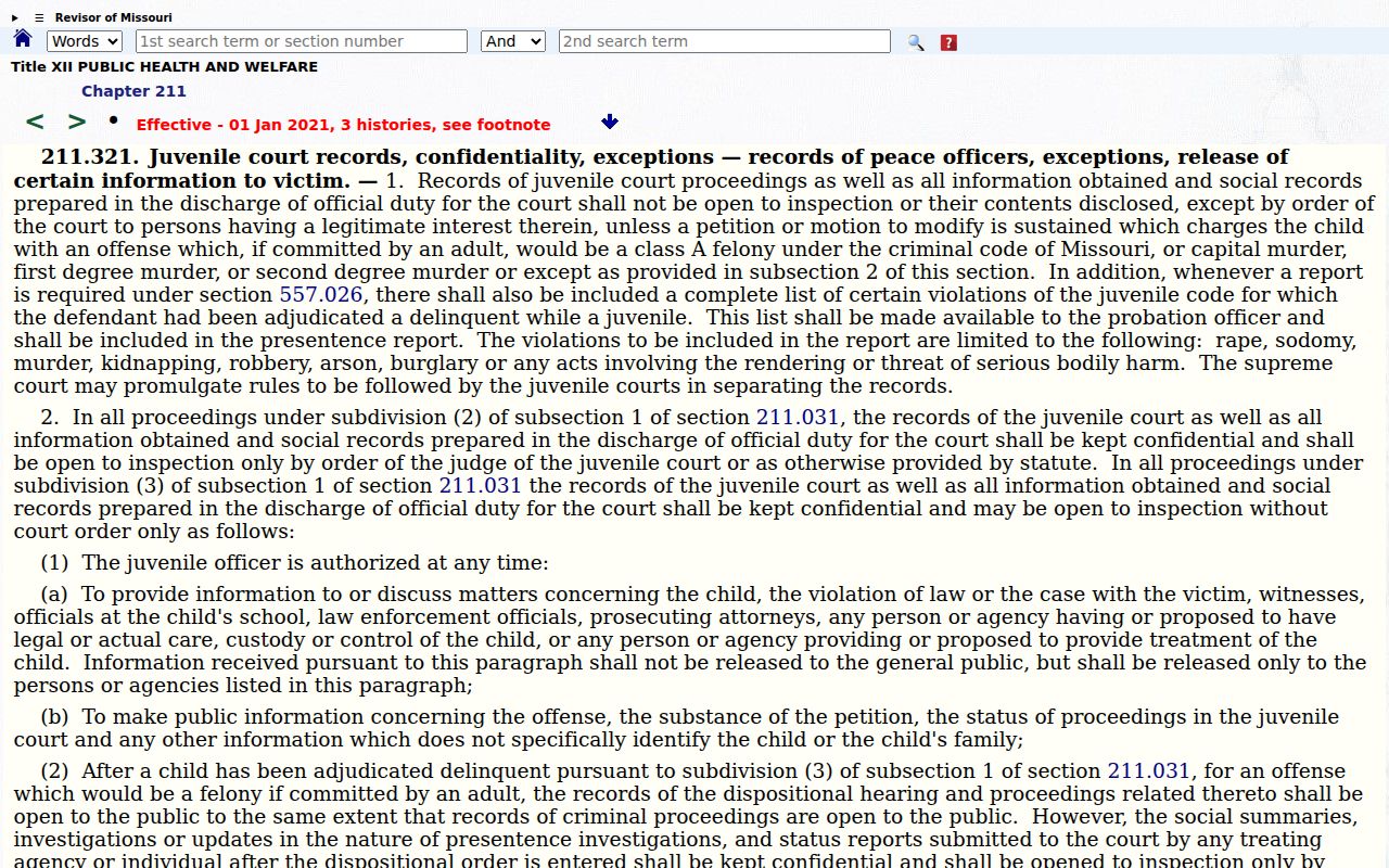 Scotland County civil court docket juvenile-record access under RSMo 211.321