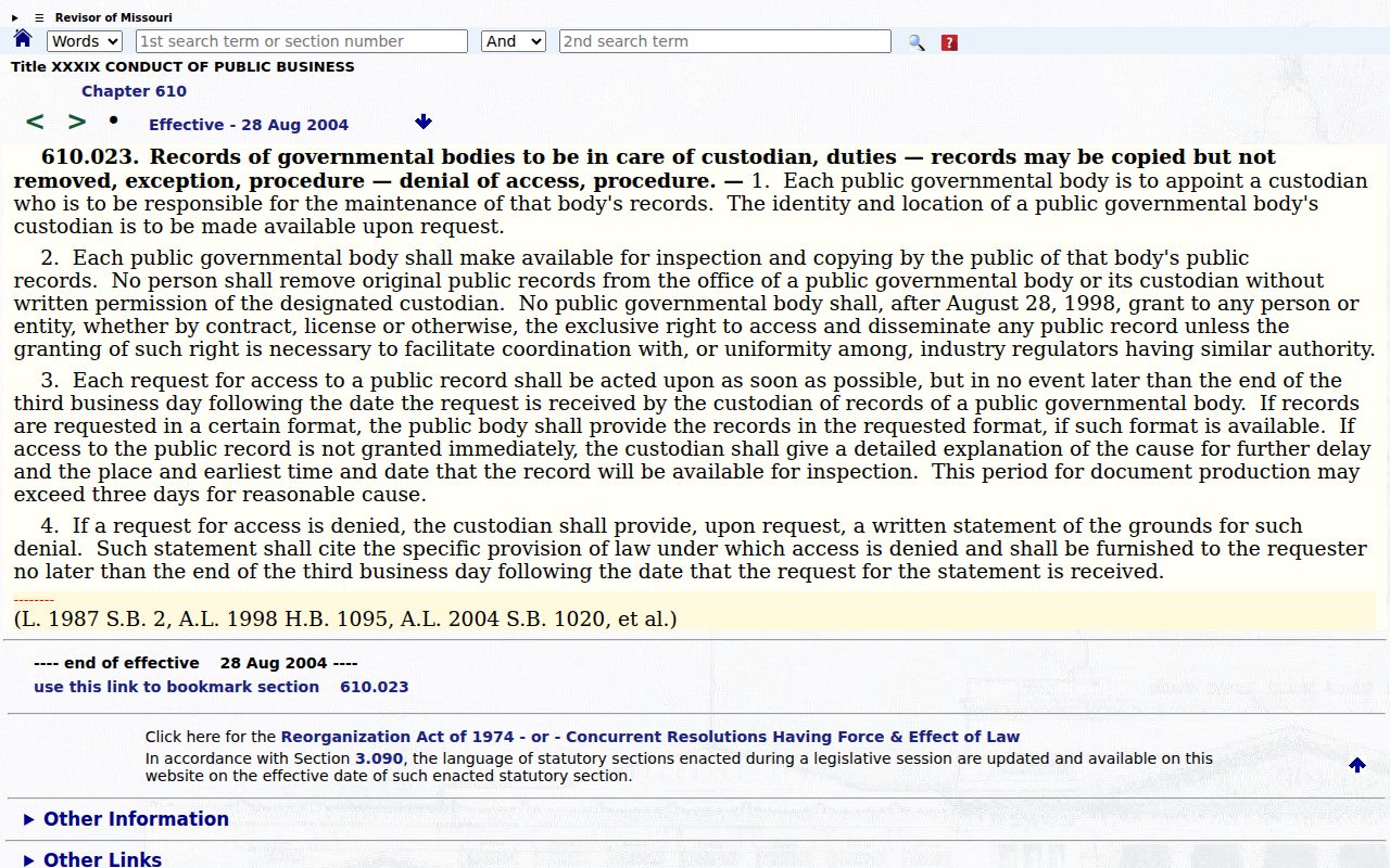 Scotland County court records Sunshine Law timing reference