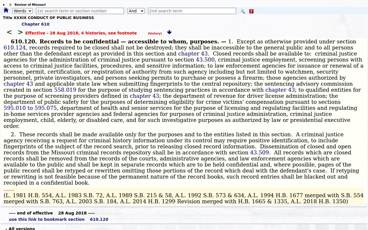 Scotland County criminal court docket access limits under RSMo 610.120