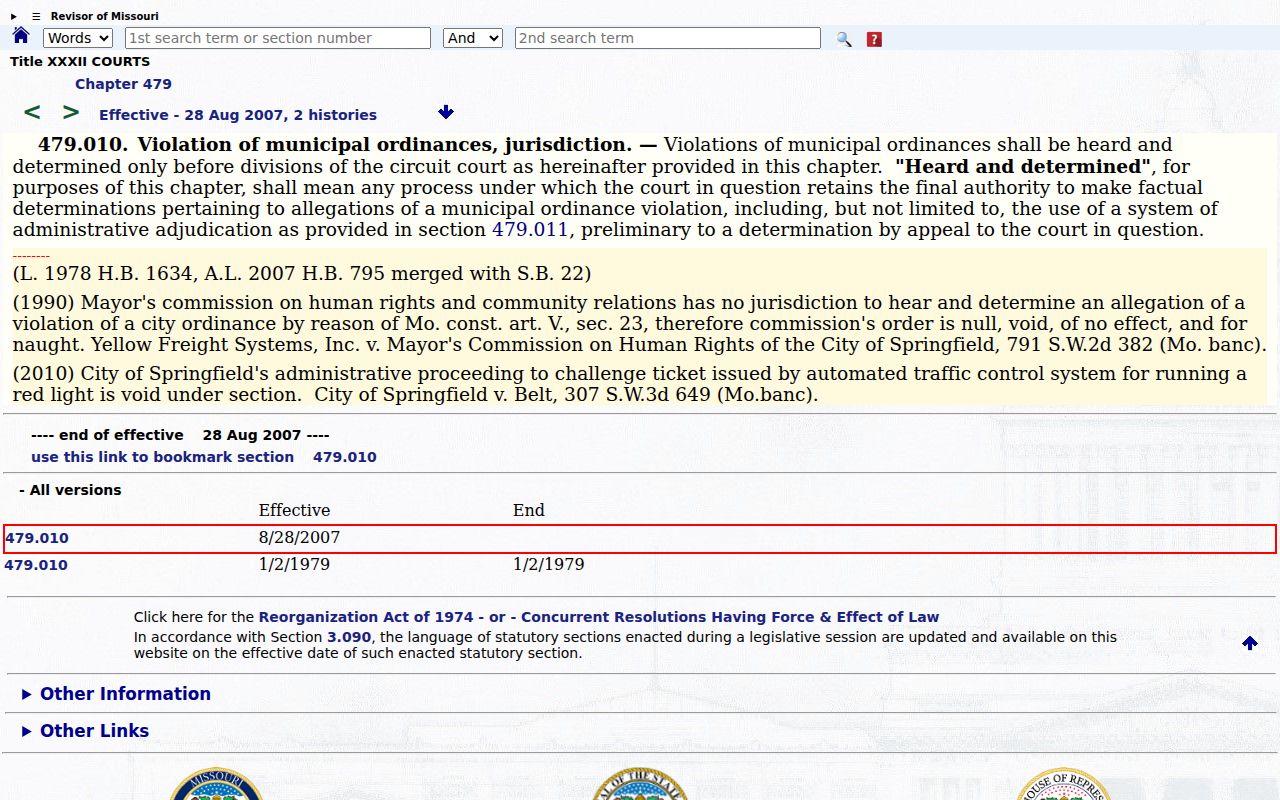 Rutledge court records municipal jurisdiction statute source