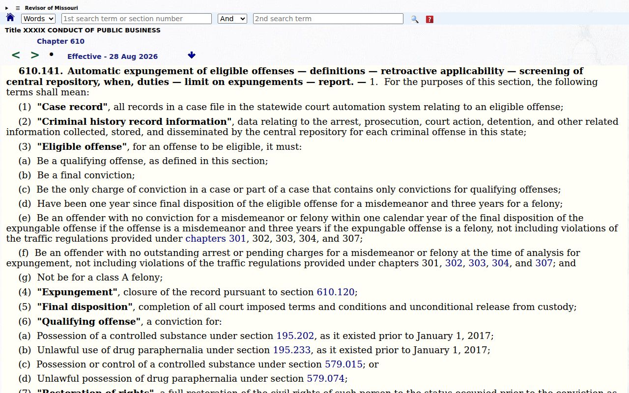 South Gorin court records expungement statute source